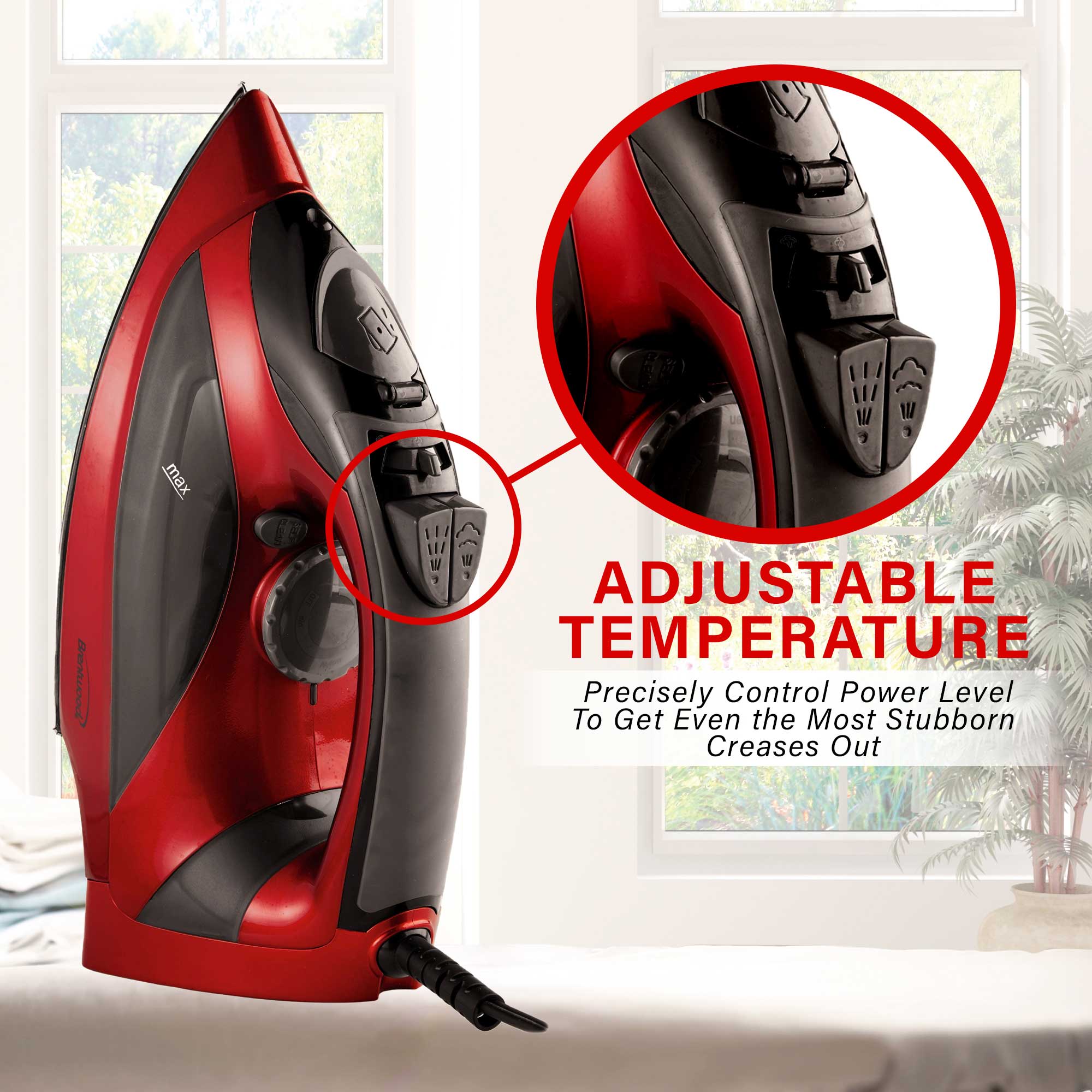 Brentwood MPI-90R Steam Iron with Auto Shut-Off, Red