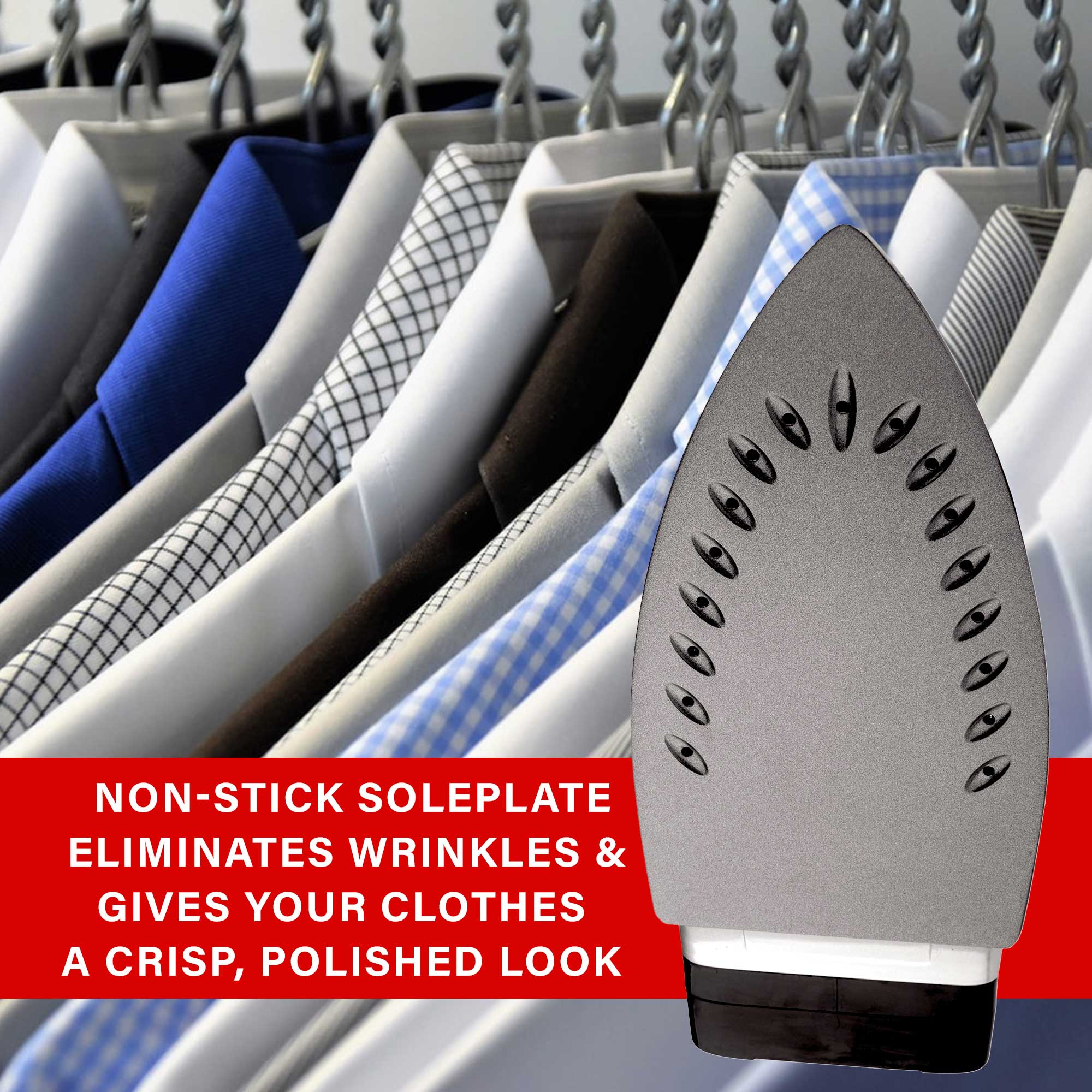 Brentwood MPI-90R Steam Iron with Auto Shut-Off, Red