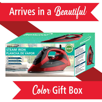 Brentwood MPI-90R Steam Iron with Auto Shut-Off, Red
