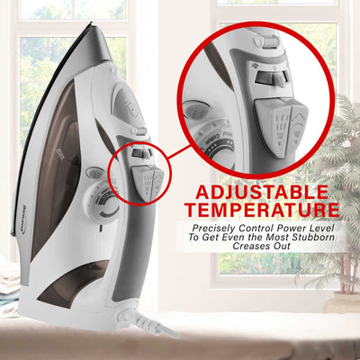 Brentwood MPI-90W Steam Iron with Auto Shut-Off, White