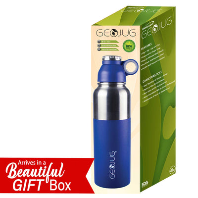 Brentwood GeoJug G-1040BL 40oz Stainless Steel Vacuum Insulated Water Bottle, Blue