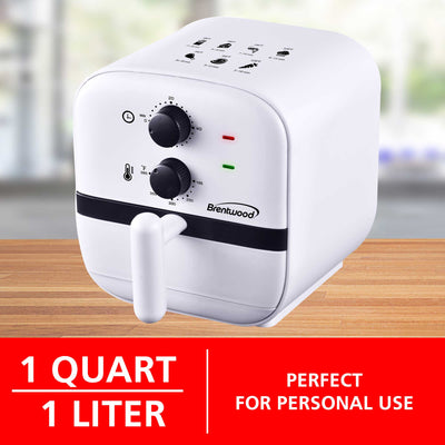 Brentwood AF-100W 1-Quart Small Electric Air Fryer, 60-Minute Timer & Temp. Control, White