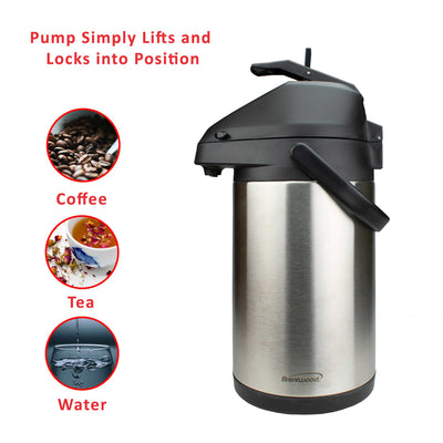 Brentwood CTSA-3500 3.5-Liter Airpot Hot & Cold Drink Dispenser, Stainless Steel
