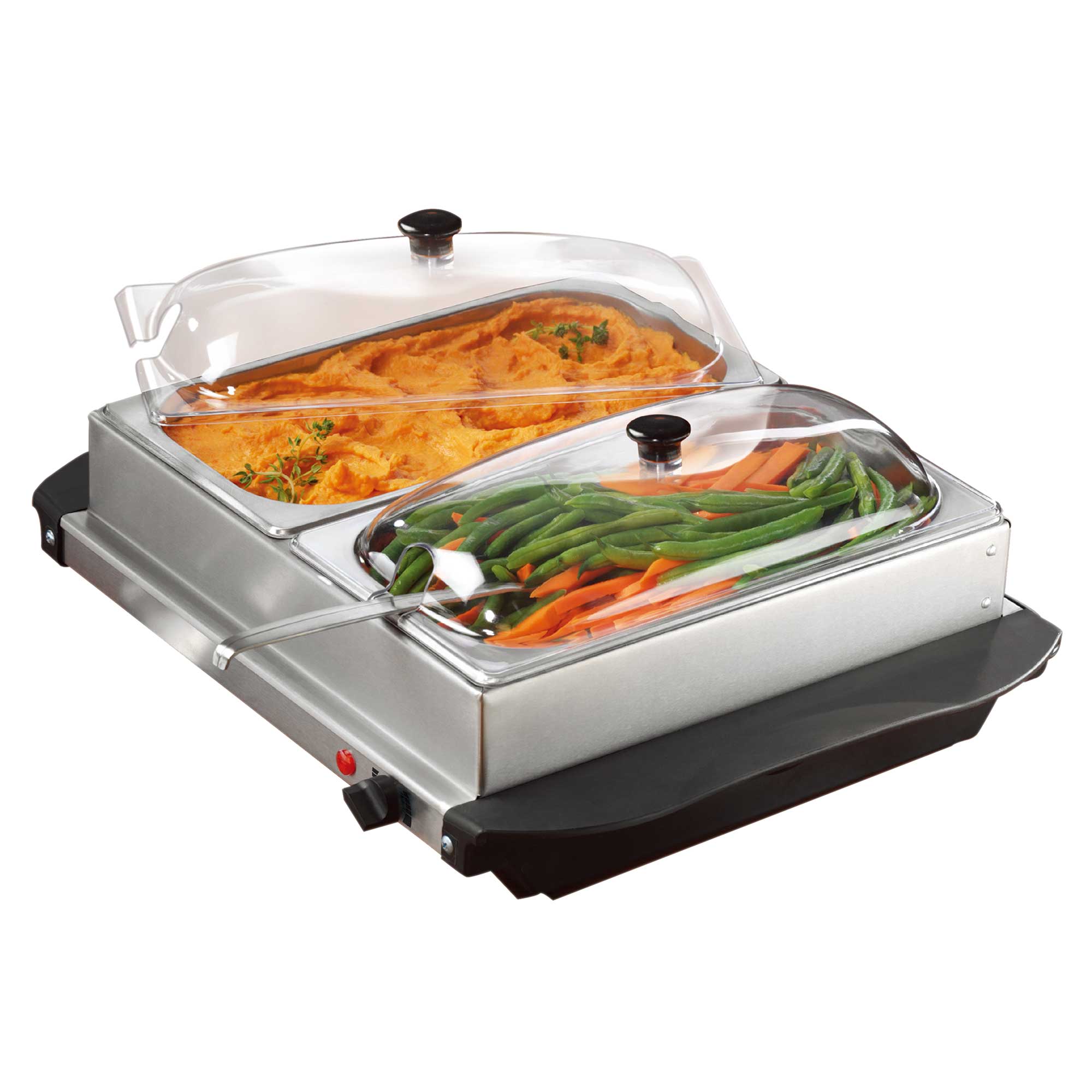 Brentwood BF 215 3 Quart 2 Pan Buffet Server And Warming Tray Brushed Brentwood Bf 215 3 Quart 2 Pan Buffet Server And Warming Tray Brushed