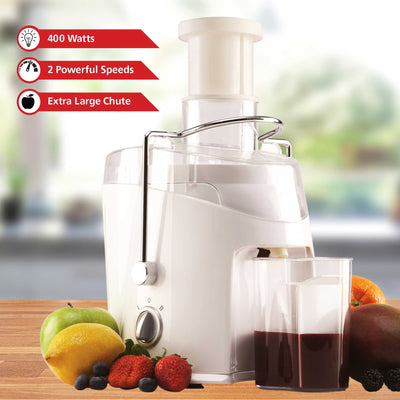Brentwood JC-452W 2-Speed 400w Juice Extractor with Graduated Jar, White