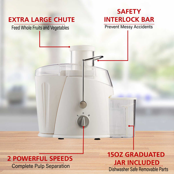 Brentwood JC452W 2Speed 400w Juice Extractor with Graduated Jar, Whi