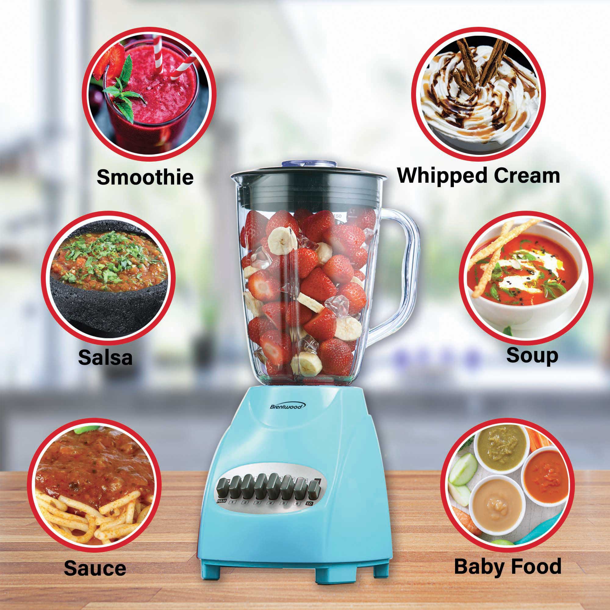 Brentwood JB-220BL 12-Speed + Pulse Blender, Blue