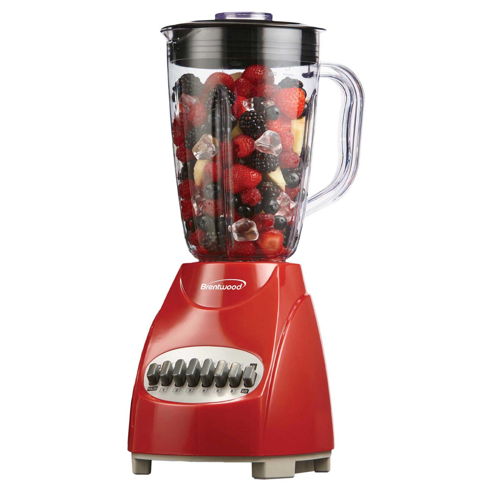 Brentwood JB-920R 12-Speed + Pulse Blender with Glass Jar, Red