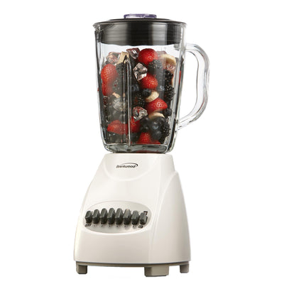 Brentwood JB-920W 12-Speed + Pulse Blender with Glass Jar, White