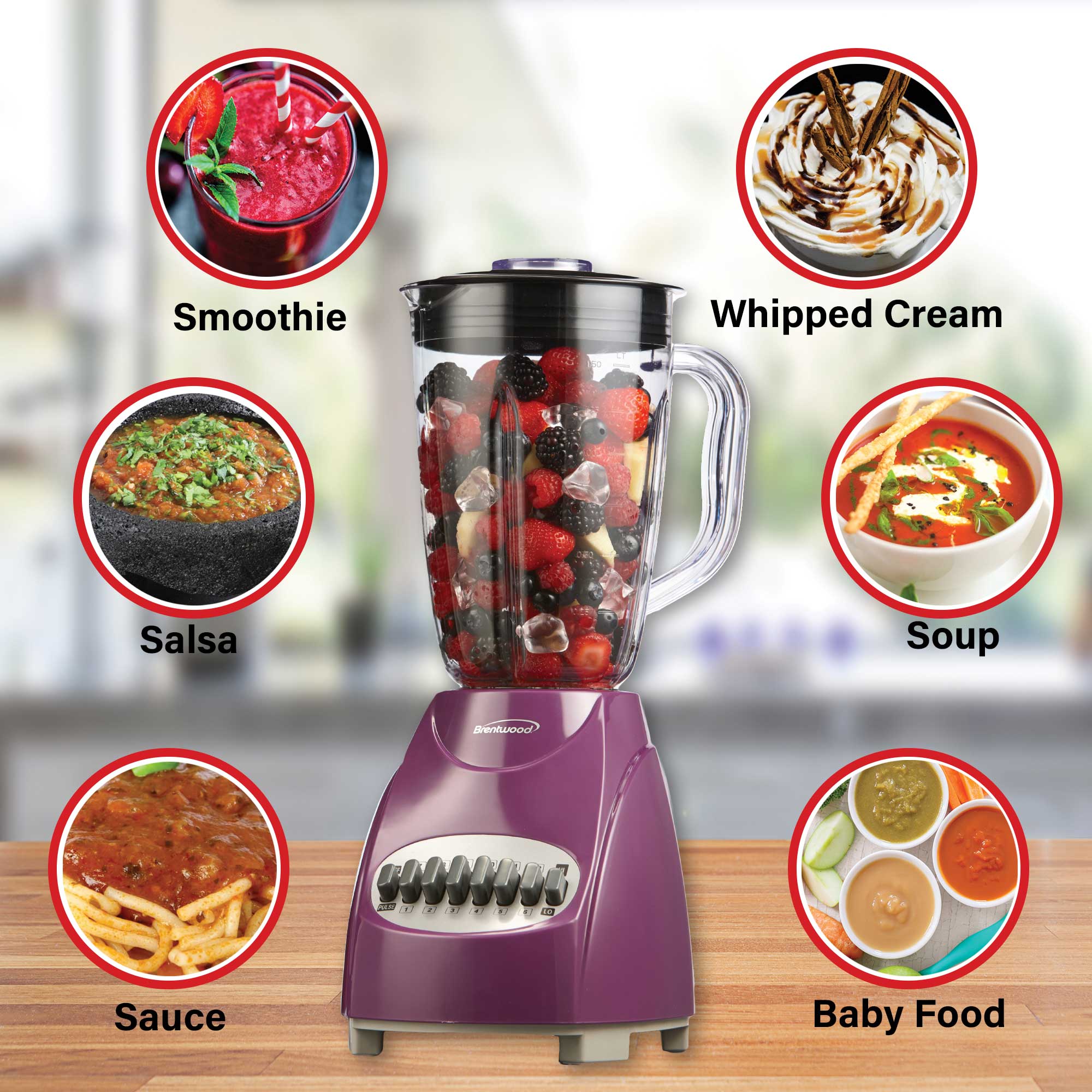 Brentwood JB-220PR 12-Speed + Pulse Blender, Purple