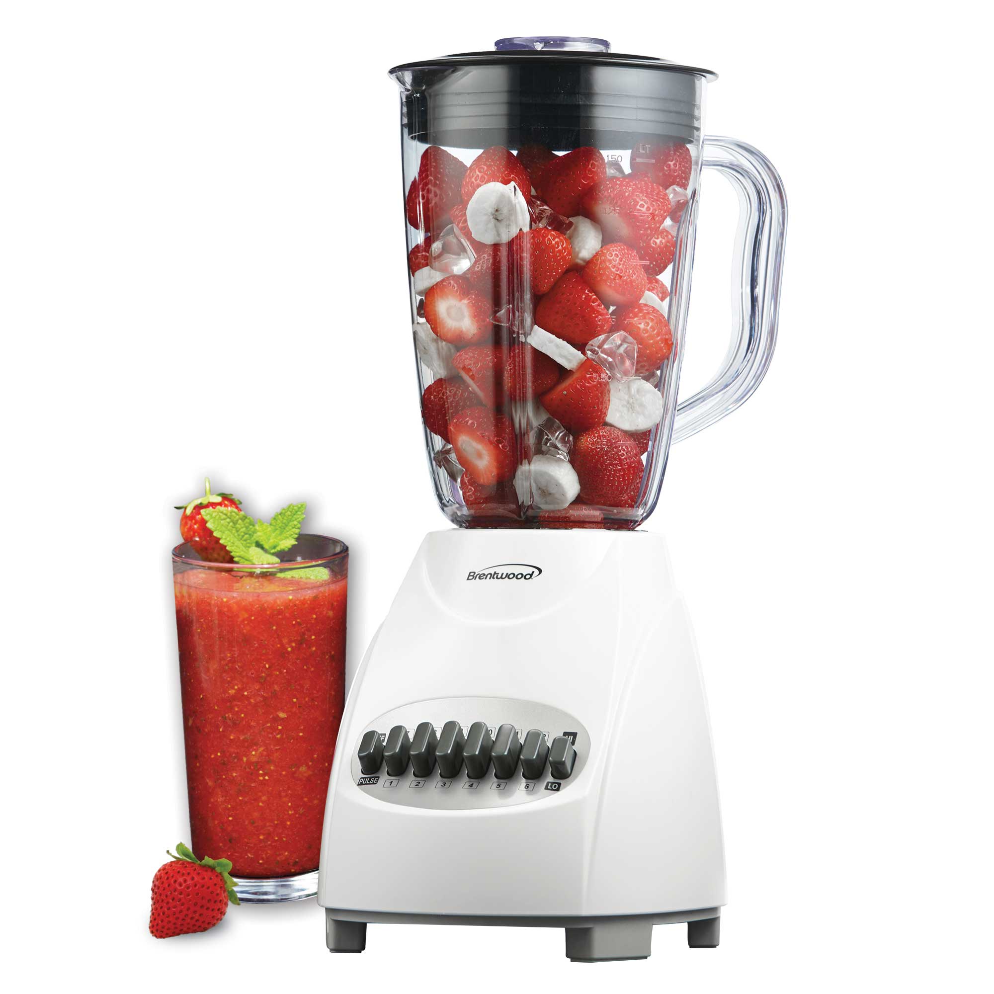 Brentwood JB-220W 12-Speed + Pulse Blender, White