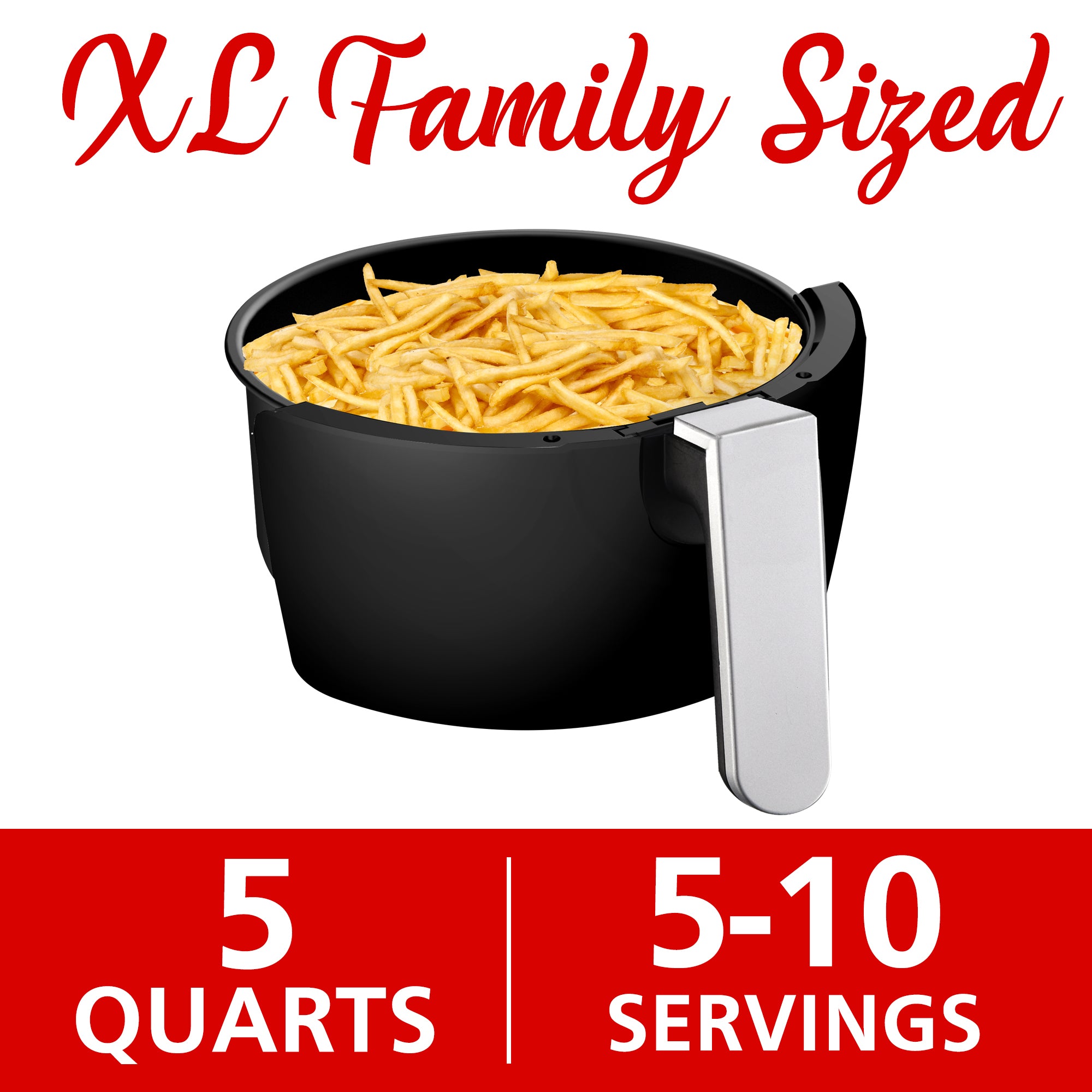 Brentwood AF-500DBK 5-Quart Extra Large Electric Digital Air Fryer, Timer & Temp. Control