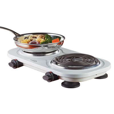 Brentwood TS-361W 1500w Double Electric Burner, White