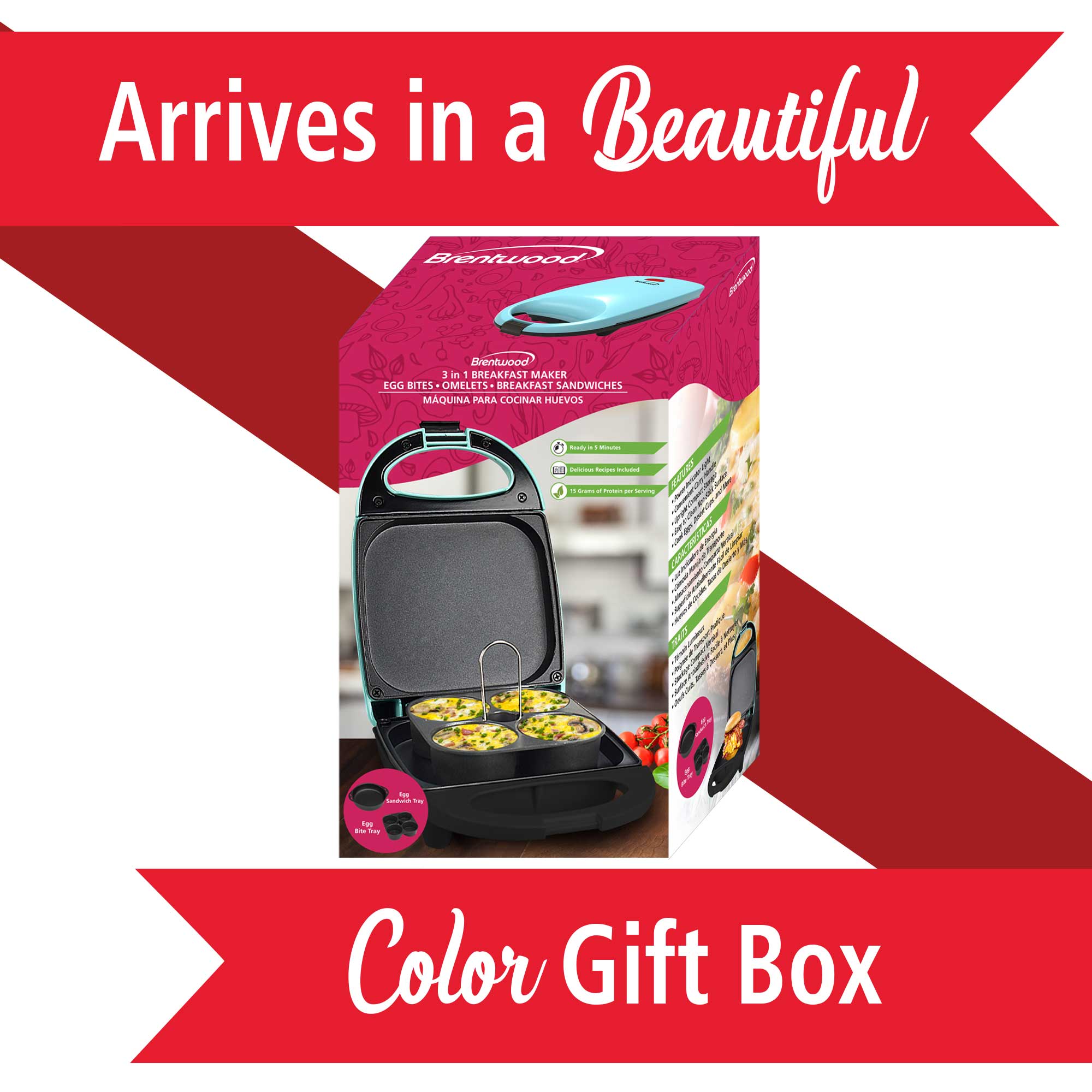 Brentwood TS-256BL Mini Sous Vide Style Egg Bite Maker, Blue