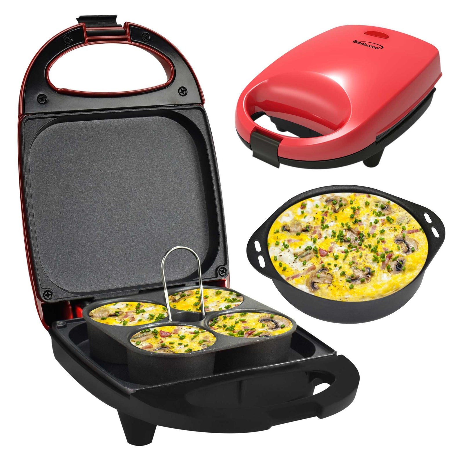 Brentwood TS-256R Mini Sous Vide Style Egg Bite Maker, Red