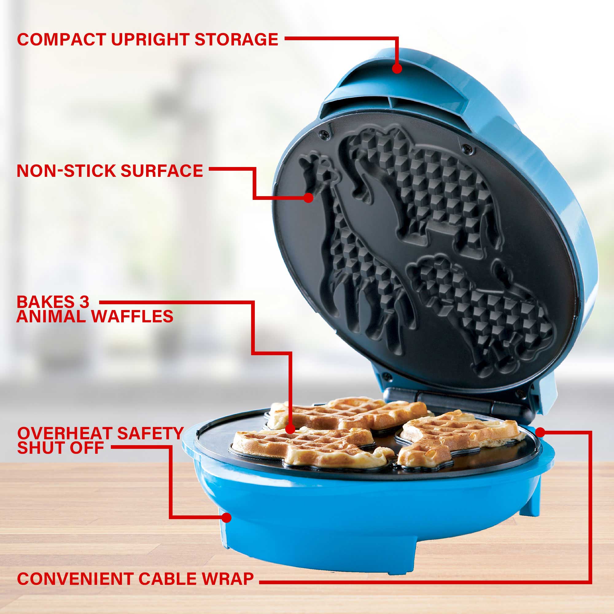 Brentwood Appliances Blue Animal-Shapes Waffle Maker TS-253 - The Home Depot