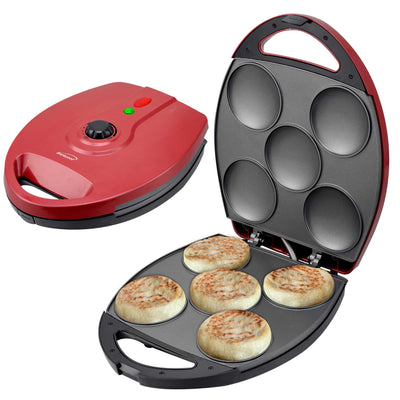 Brentwood AR-137R 5-Piece Non-Stick Arepa Maker, Red
