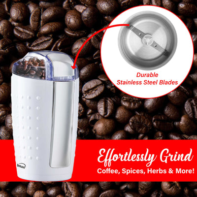 Brentwood CG-158W 4oz Coffee and Spice Grinder, White