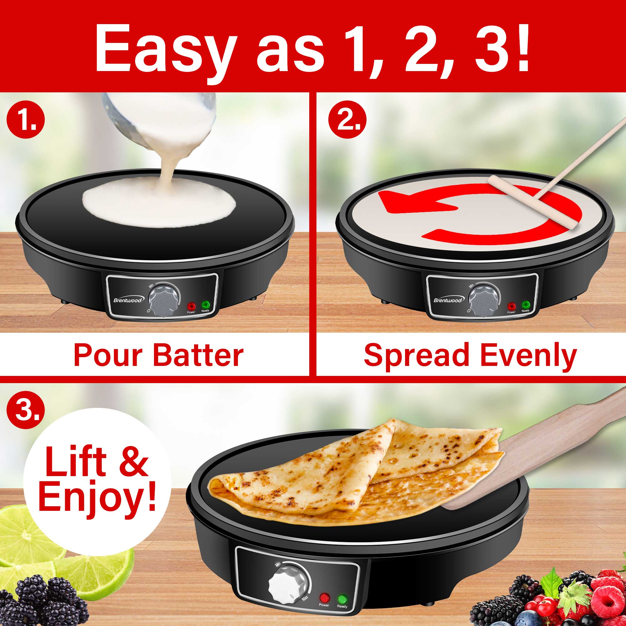 アイ　ソースパン Brentwood TS-602BK 12-Inch Electric Non-Stick Crepe Pancake