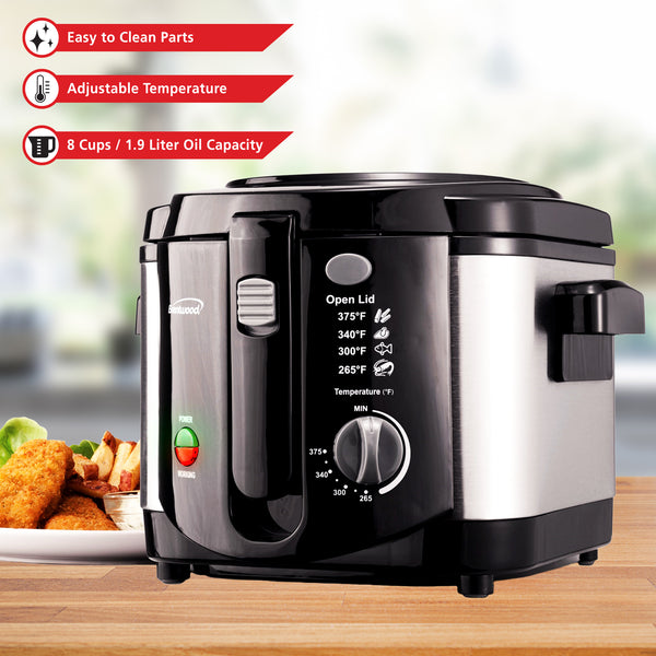 Brentwood DF720 1200w 8Cup Electric Deep Fryer, Stainless Steel