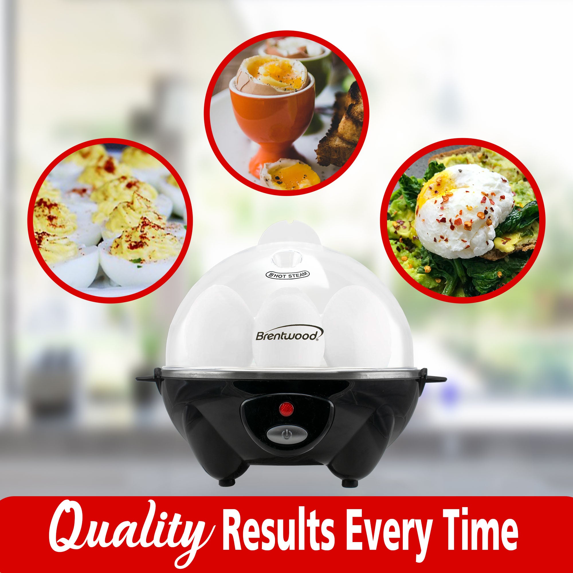 Brentwood TS-1045BK Electric 7 Egg Cooker with Auto Shut Off 