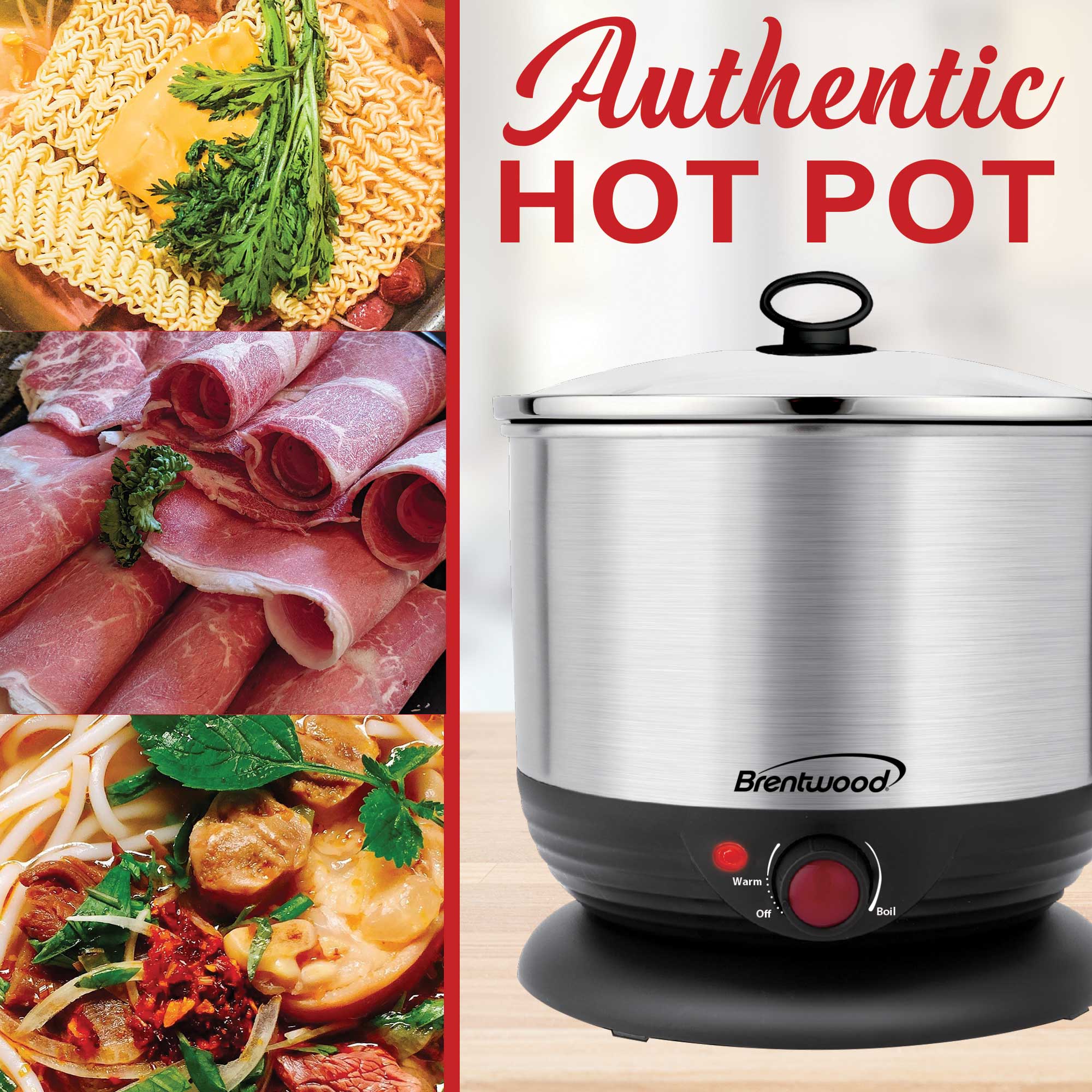 1.3 QT Cordless Electric Hot Pot Cooker & Food Steamer – R & B Import