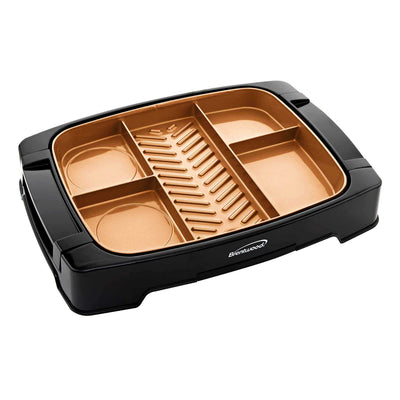 Brentwood TS-825 Multi-Portion Electric Indoor Grill and Griddle, Non-Stick Copper Coating