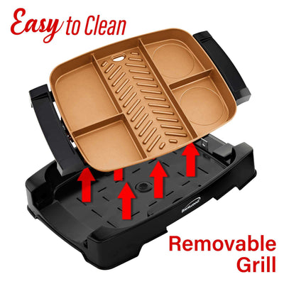 Brentwood TS-825 Multi-Portion Electric Indoor Grill and Griddle, Non-Stick Copper Coating
