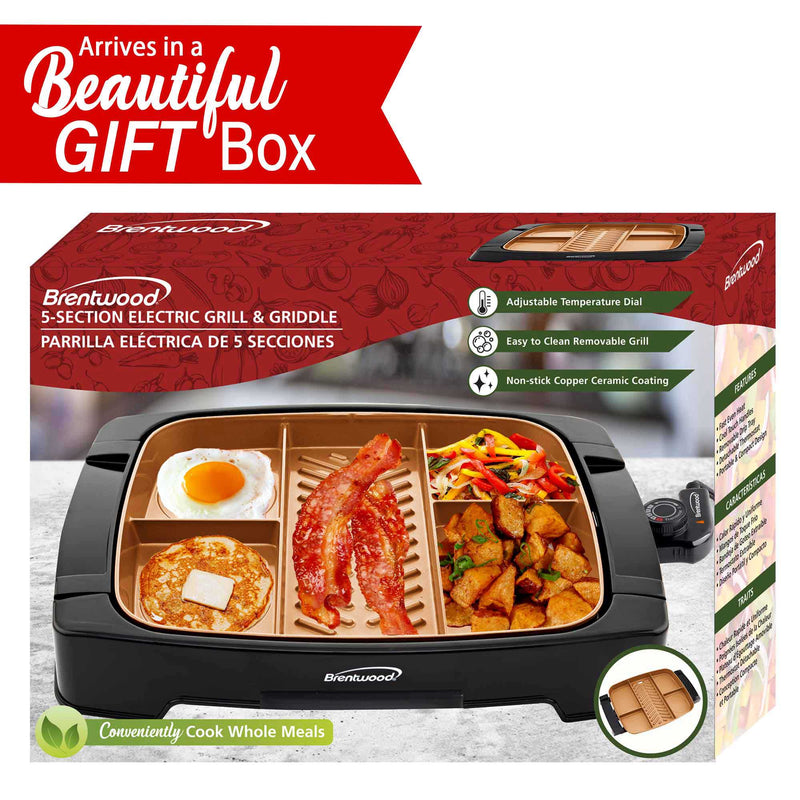 Brentwood TS825 MultiPortion Electric Indoor Grill and Griddle, Non
