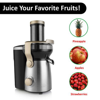 Brentwood Select JC-1000 2-Speed 1000w Juice Extractor with 50-Ounce Graduated Jar, Stainless Steel