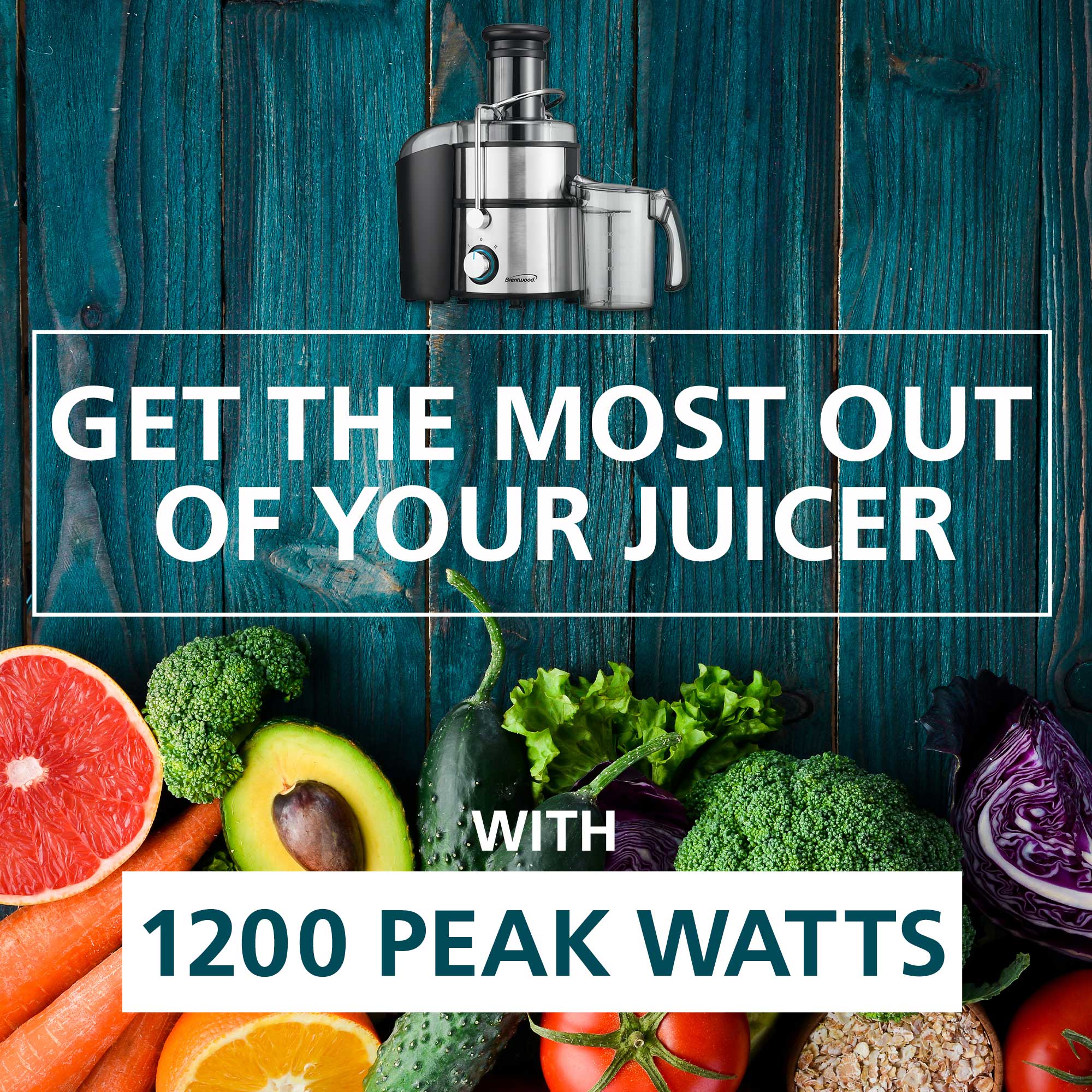 Brentwood JC-500 2-Speed 1200-Watt Juice Extractor with Graduated Jar, Stainless Steel