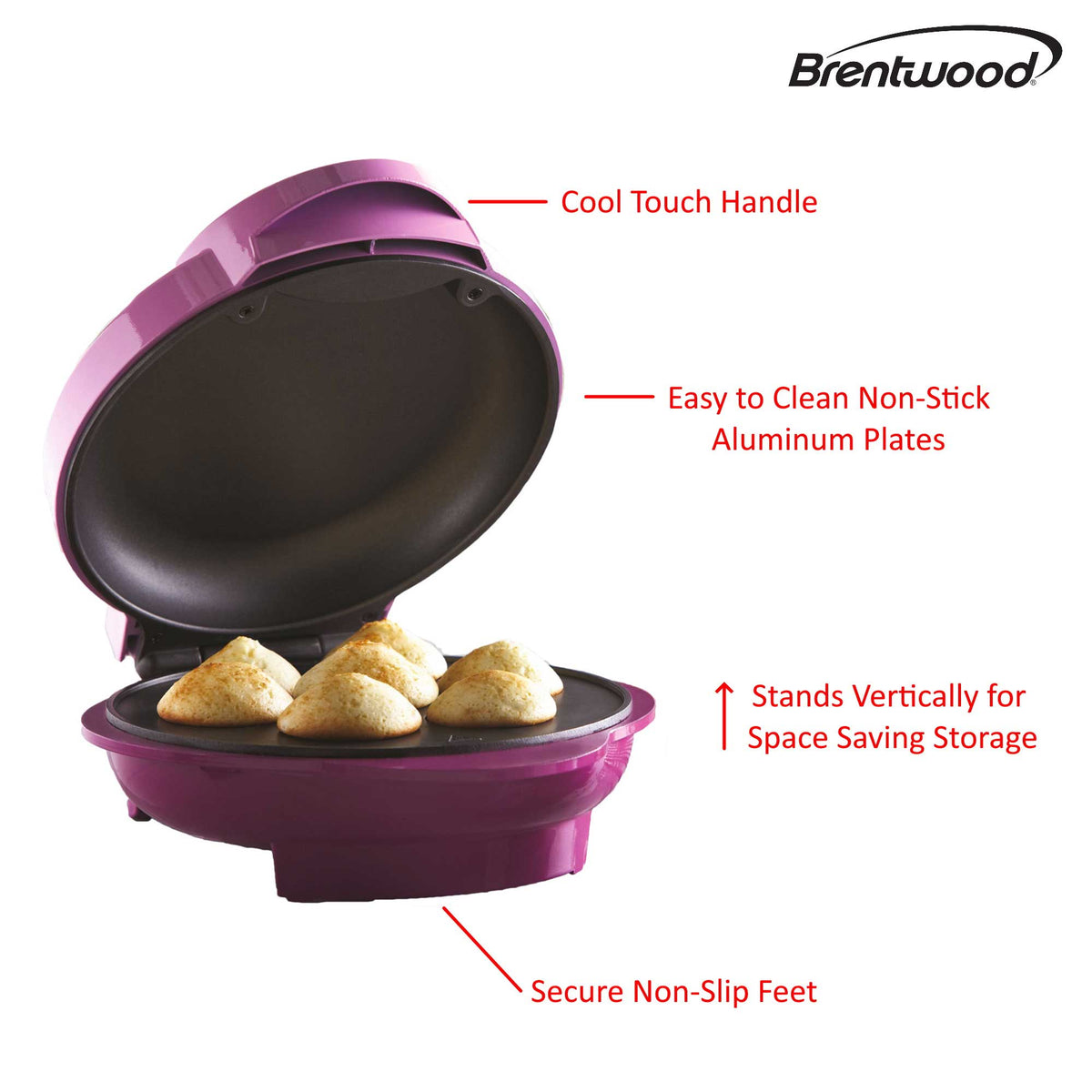 Brentwood TS252 NonStick 7 Mini Cupcake Maker Machine, Pink