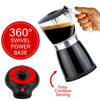 Brentwood TS-119BK Cordless Electric Moka Pot Espresso Machine, 6-Servings