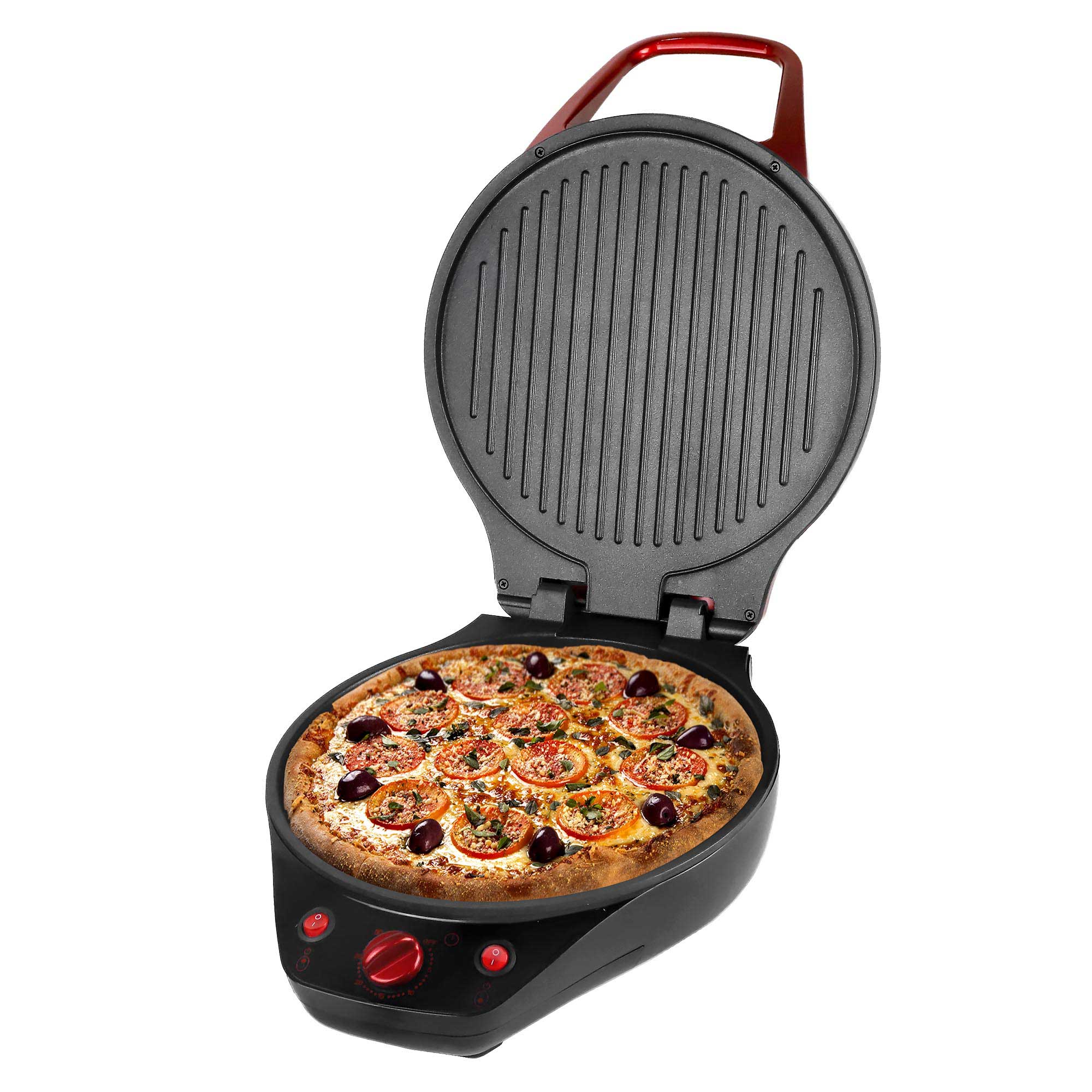 Brentwood TS-124R 12-Inch Non-Stick Pizza Maker and Grill with Timer, -  Brentwood Appliances