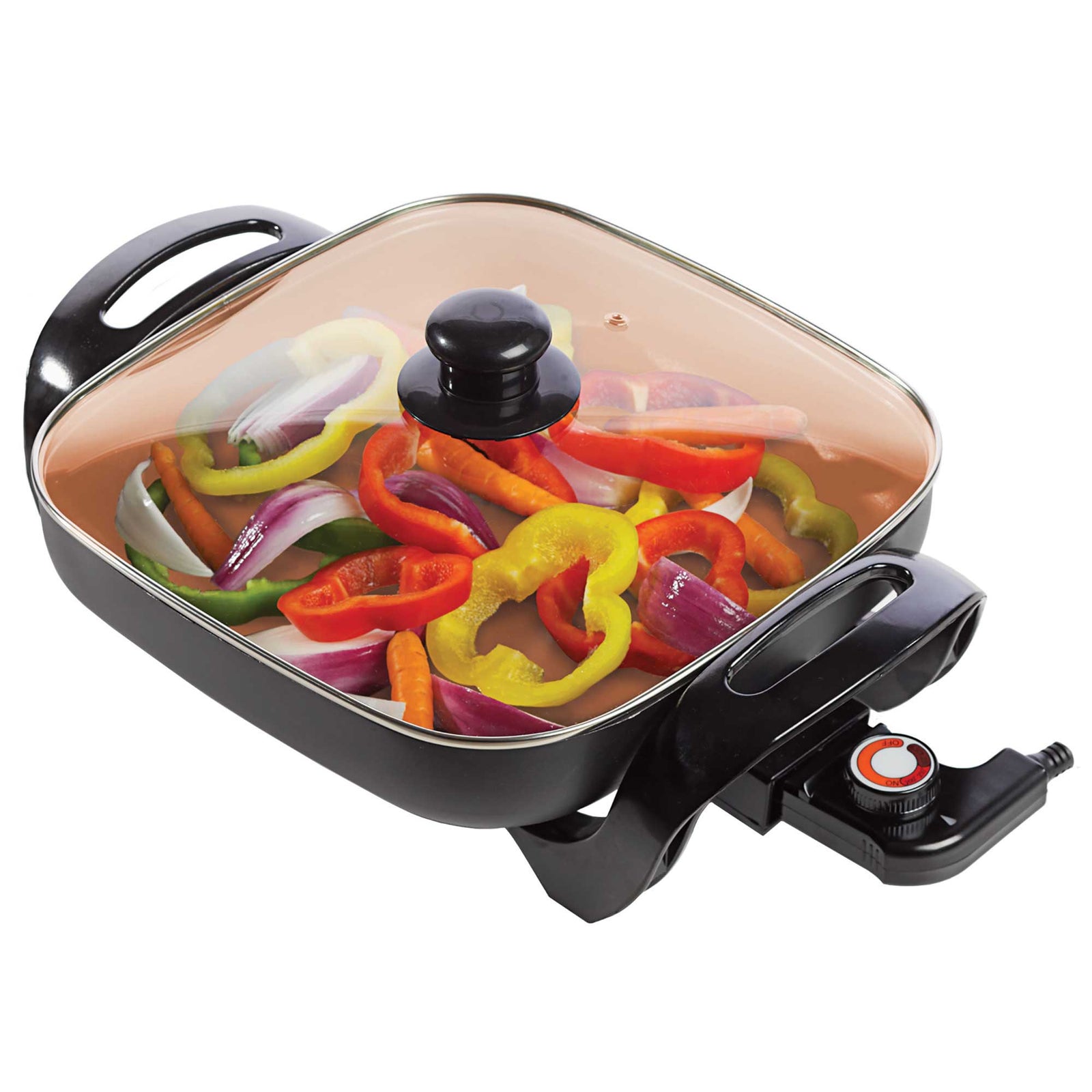 Brentwood SK-66 12-Inch Non-Stick Copper Electric Skillet with Glass Lid