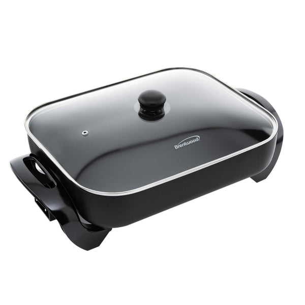 our goods Electric Skillet with Glass Lid - Black