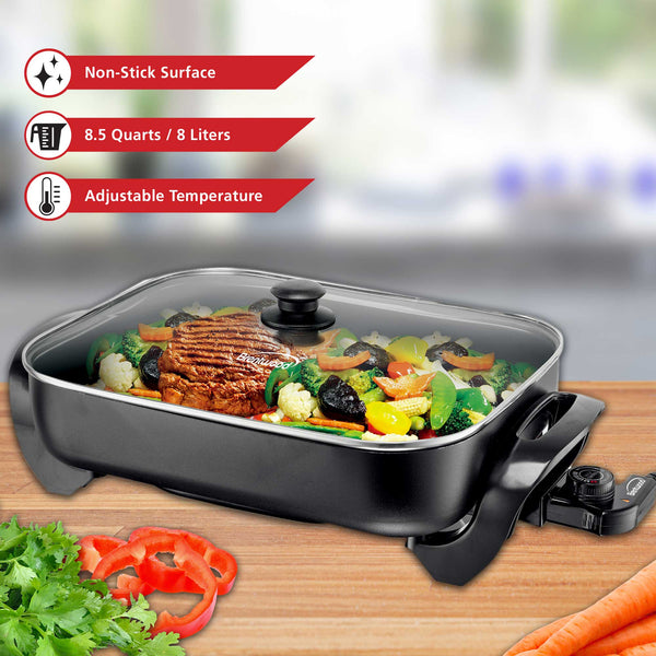 Brentwood Select 8 in. Non-Stick Electric Skillet with Glass Lid