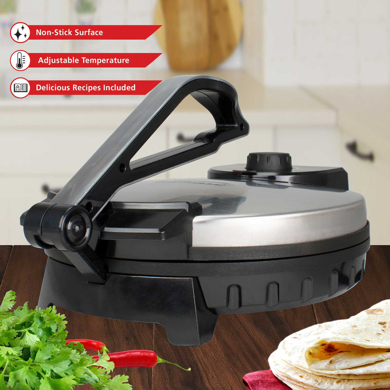 Brentwood TS-129 Stainless Steel Non-Stick Electric Tortilla Maker, 12 ...
