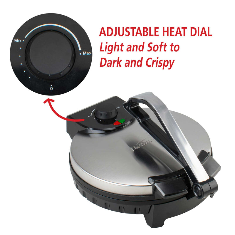 Brentwood TS-129 Stainless Steel Non-Stick Electric Tortilla Maker, 12 ...