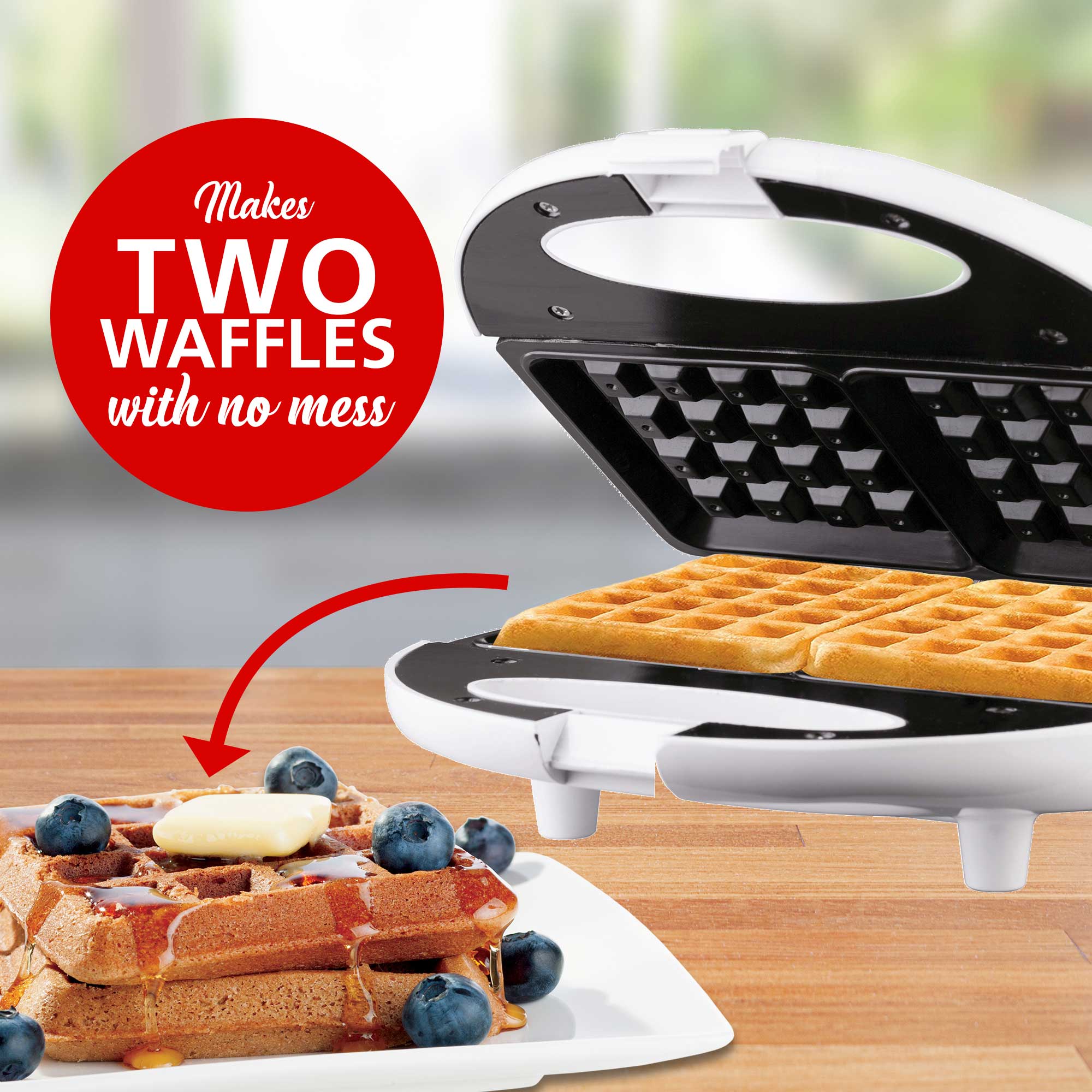 Brentwood TS-242 Non-Stick Dual Waffle Maker, White