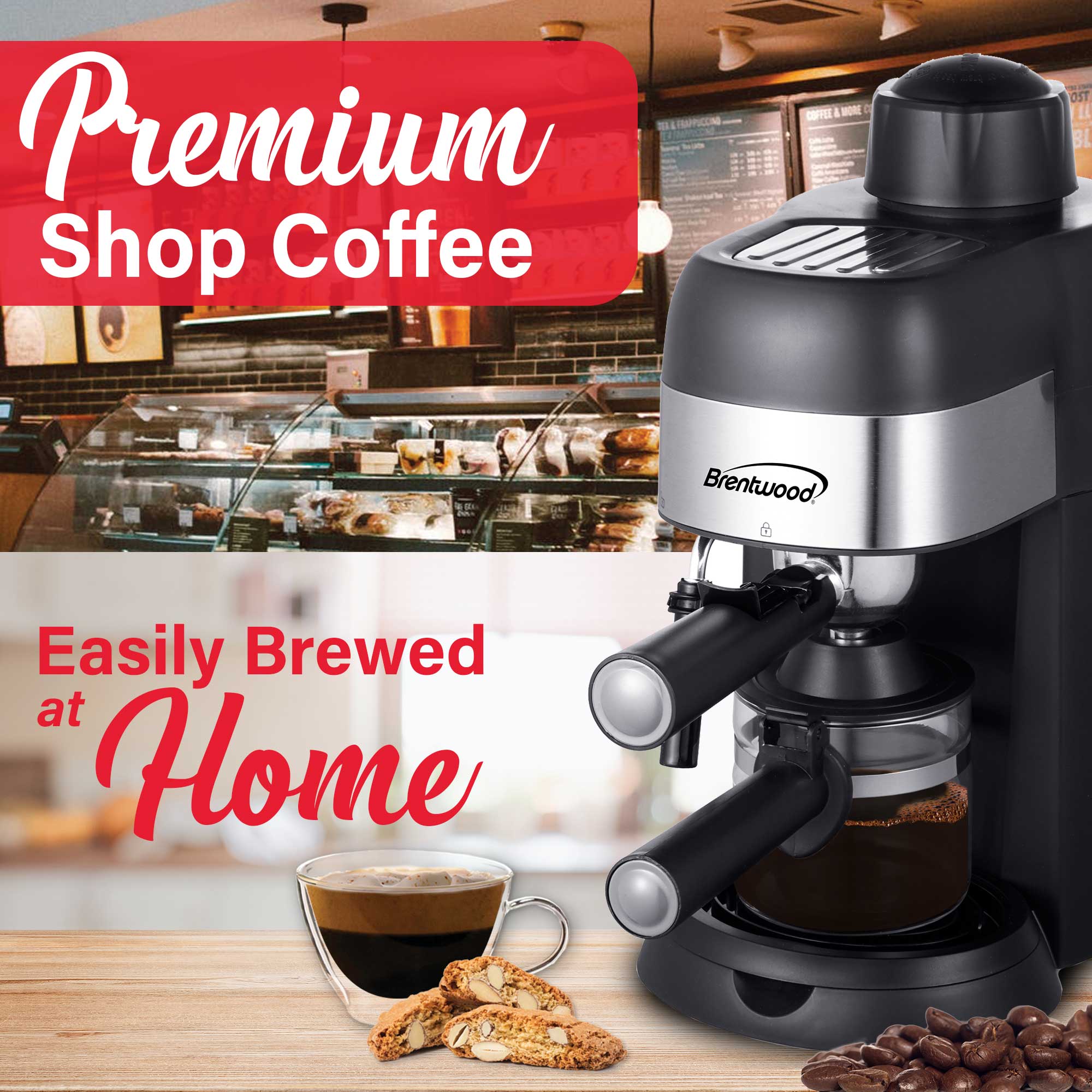 Brentwood GA-134BK Espresso and Cappuccino Maker, Black - Brentwood  Appliances