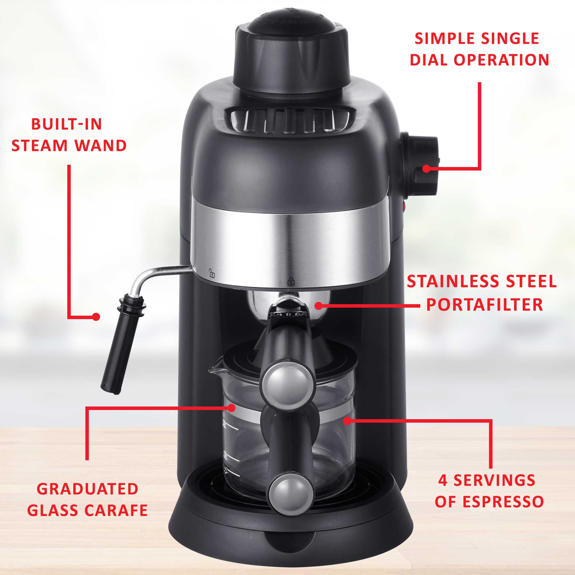 4-cup Espresso Glass Carafe with lid