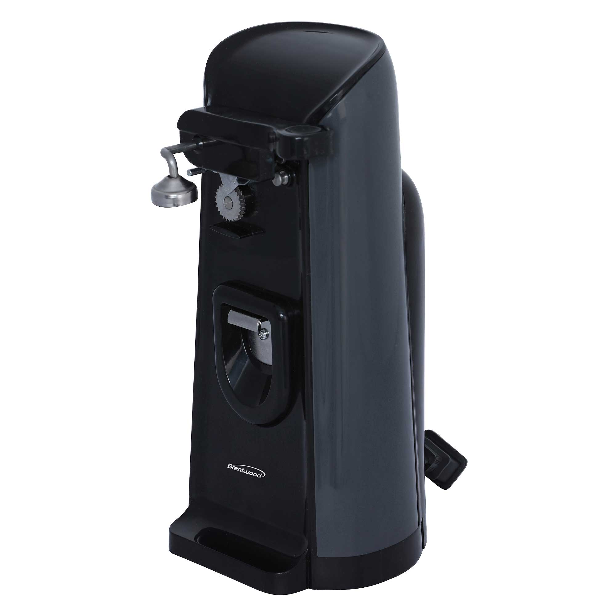 Brentwood J-30B Tall Electric Can Opener with Knife Sharpener & Bottle Opener, Black