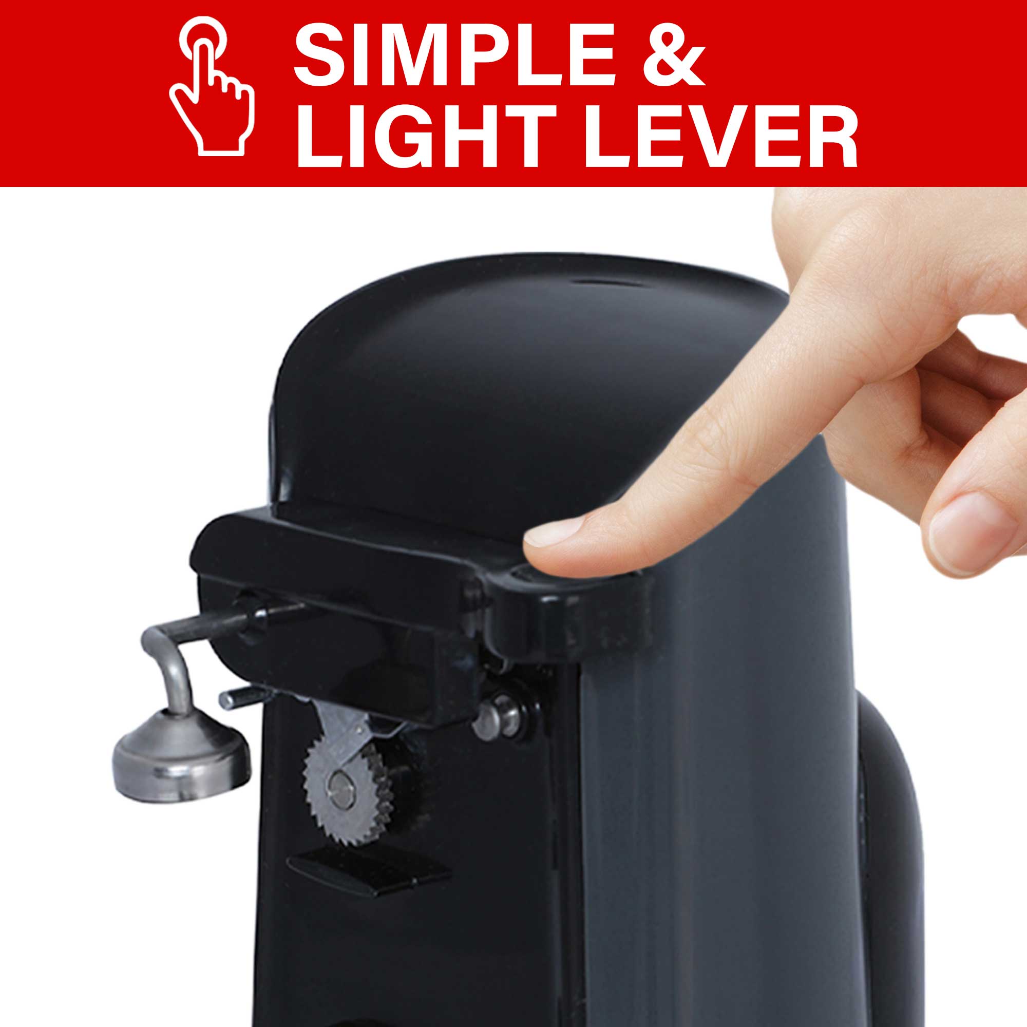 Brentwood J-30B Tall Electric Can Opener with Knife Sharpener & Bottle Opener, Black