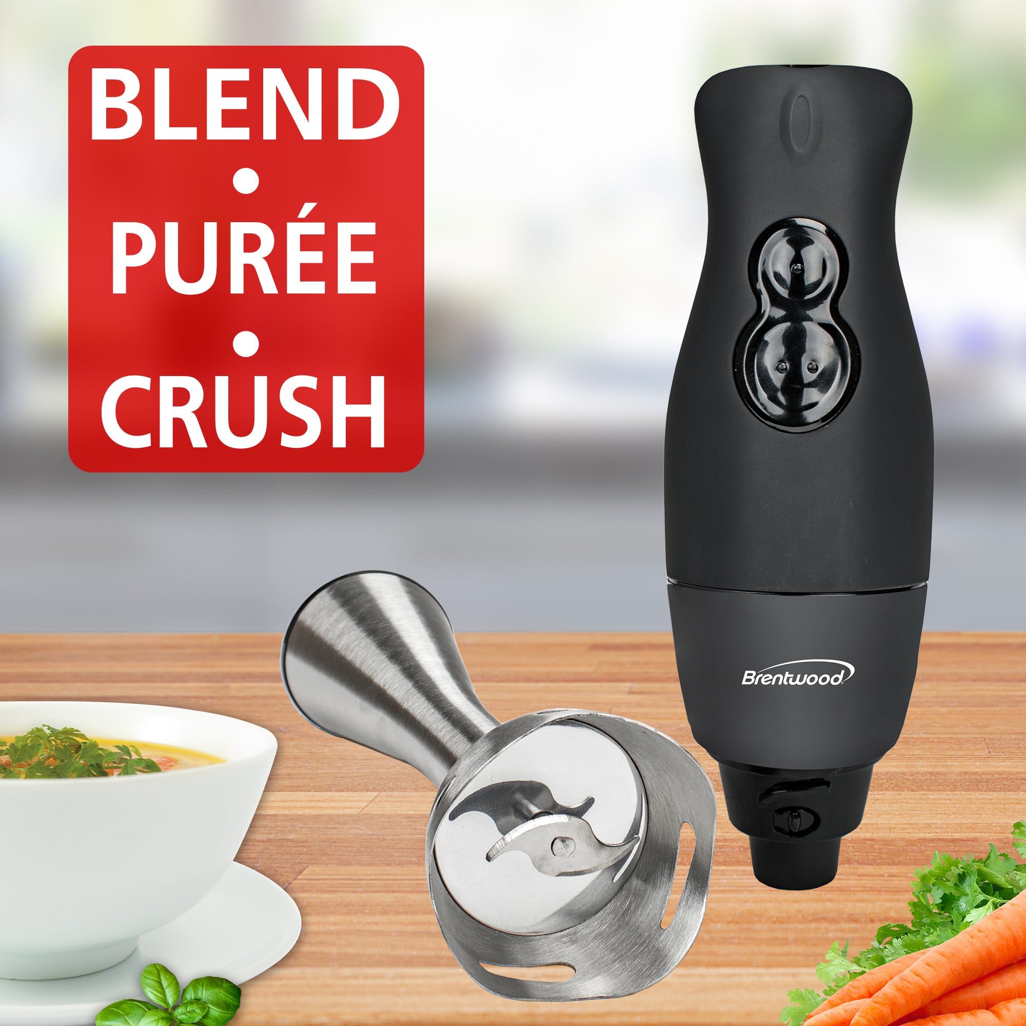 Brentwood HB-33BK 2-Speed 200W Stainless Steel Hand Blender, Black