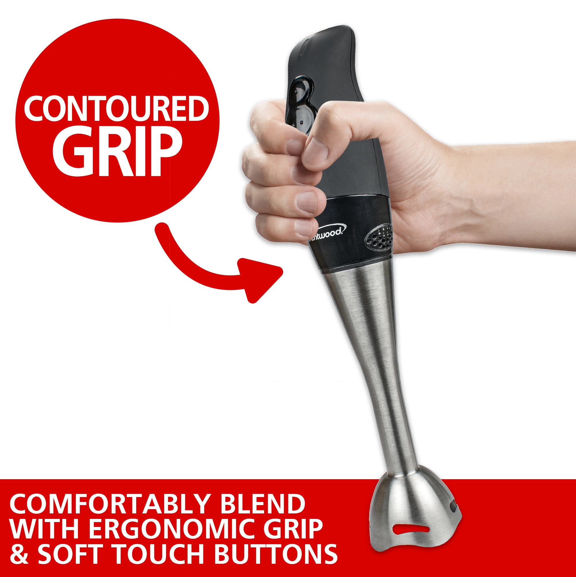 Brentwood HB-33BK 2-Speed 200W Stainless Steel Hand Blender, Black