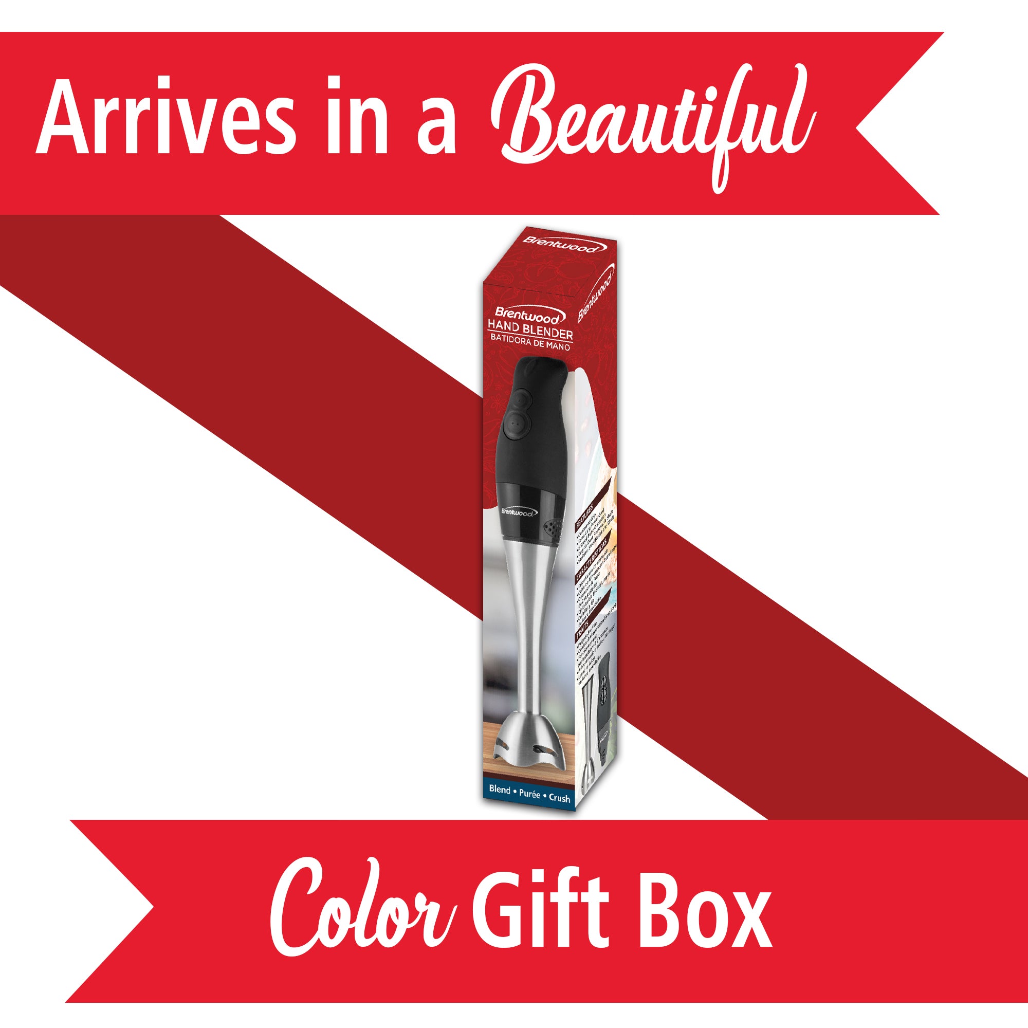 Brentwood HB-33BK 2-Speed 200W Stainless Steel Hand Blender, Black