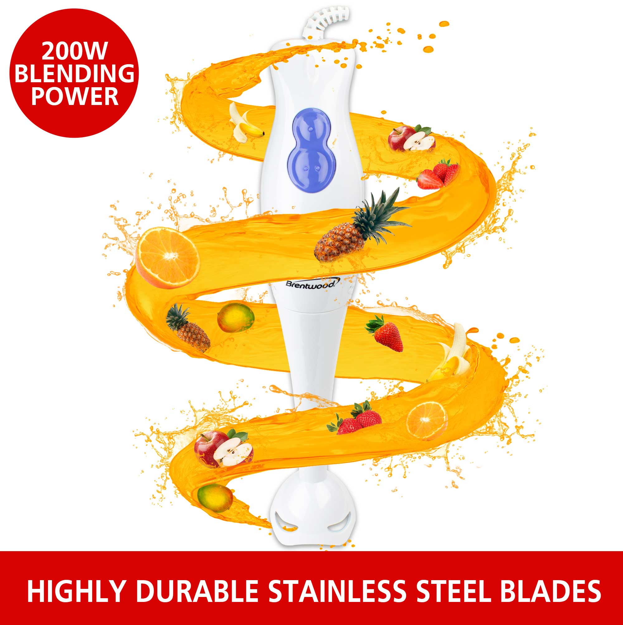 Brentwood HB31 2Speed 200W Hand Blender, White Brentwood Appliances