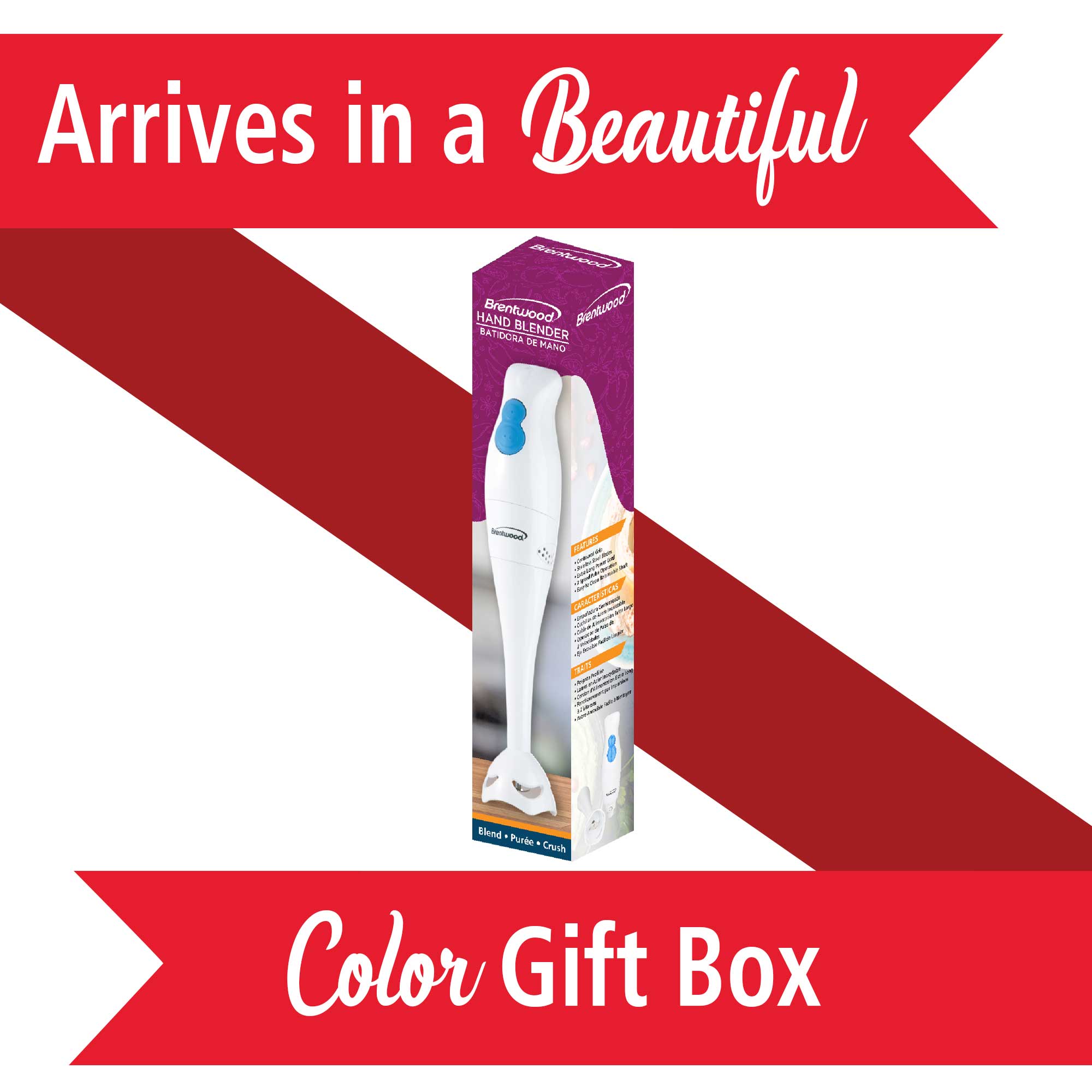 Brentwood HB-31 2-Speed 200W Hand Blender, White