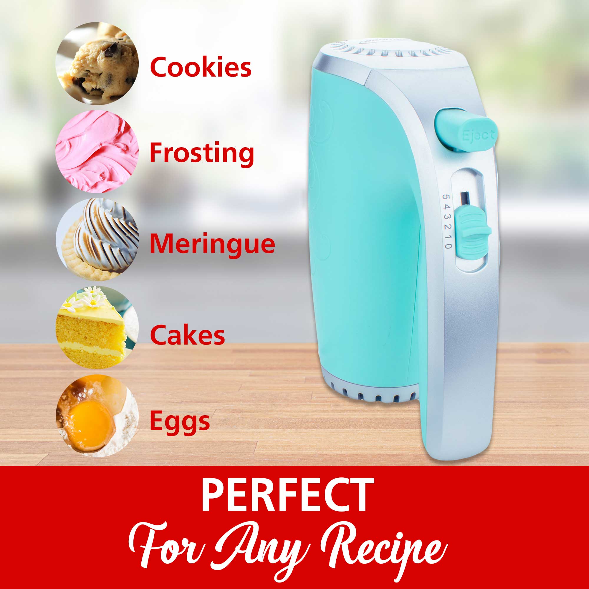 Brentwood HM-48BL Lightweight 5-Speed Electric Hand Mixer, Blue